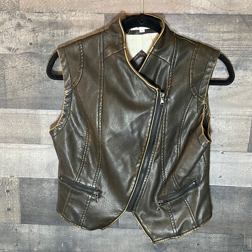 Brown JK Vegan Zip-Up Vest